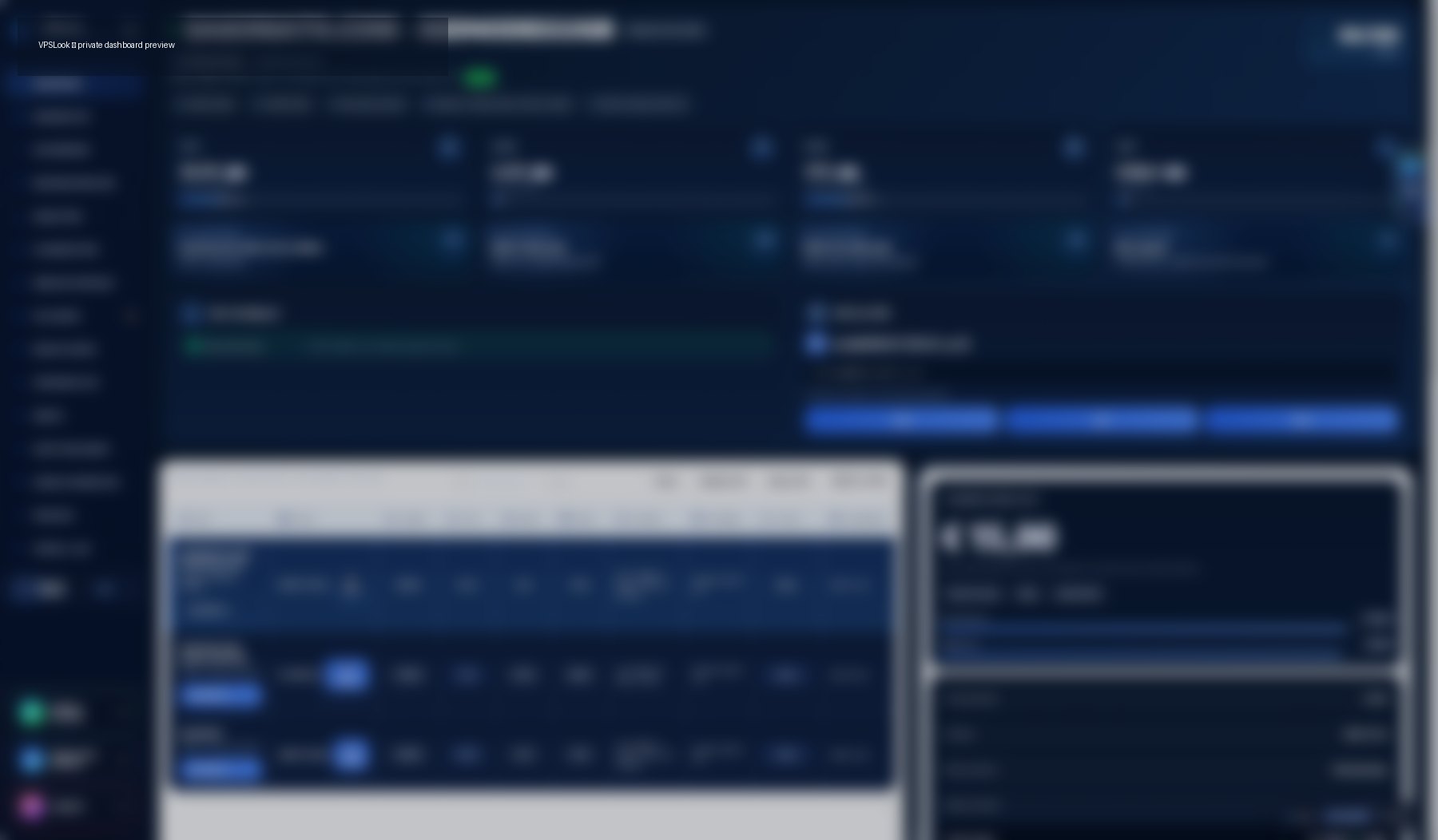 Screenshot VPSLook.com con dati VPS sfocati